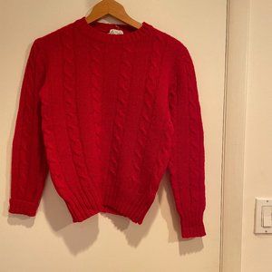 100% Wool Red Chunky Knit Sweater